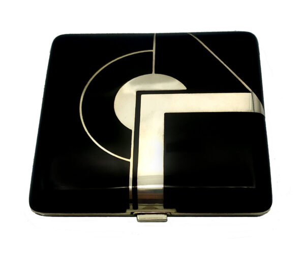 Sterling Silver Powder Case, Produced for Cartier, Fired Enamel Salimbeni - Image 2