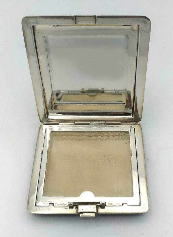 Sterling Silver Powder Case, Produced for Cartier, Fired Enamel Salimbeni - Image 3