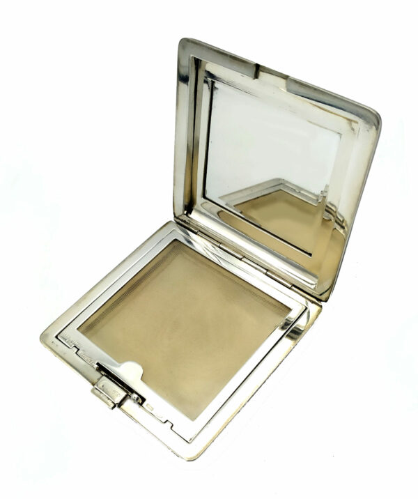 Sterling Silver Powder Case, Produced for Cartier, Fired Enamel Salimbeni - Image 4