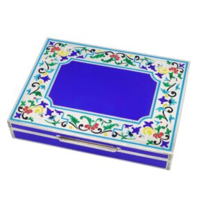 Salimbeni Sterling Silver Box with fired enamelled miniatures and hand-engraved borders,