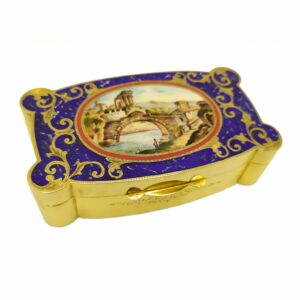 Salimbeni Table Box like Lapis Lazuli Stone and Enameled Miniature
