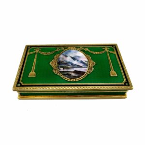 Table Cigarette Case Green Fired Enamel Sterling Silver Miniature Salimbeni