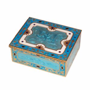 Sterling Silver Shaped Snuff Box in Engraved by Hand with Fire Enamel 3 Colors