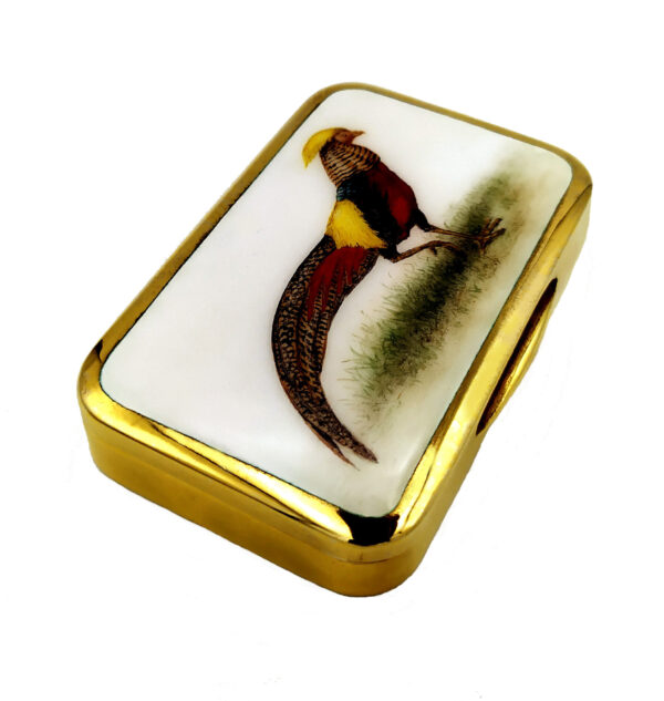 Salimbeni Cigarette case Art Nouveau style hand painted miniature Pheasant 3