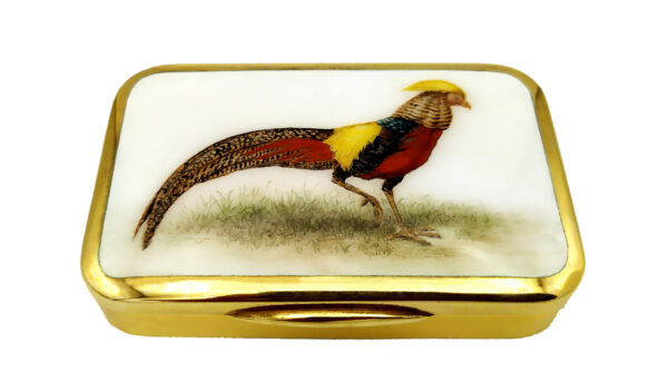 Salimbeni Cigarette case Art Nouveau style hand painted miniature Pheasant 4 scaled