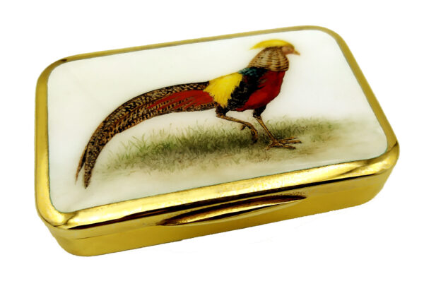 Salimbeni Cigarette case Art Nouveau style hand painted miniature Pheasant 6 scaled