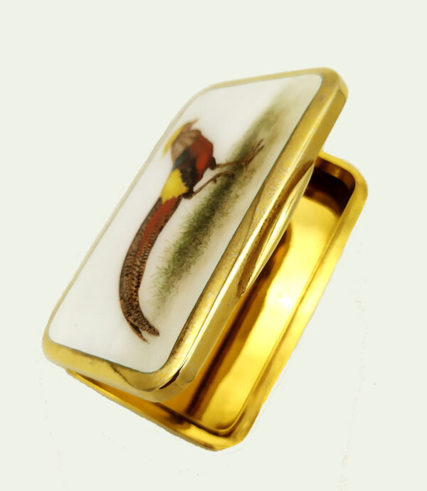 Salimbeni Cigarette case Art Nouveau style hand painted miniature Pheasant 8 rotated
