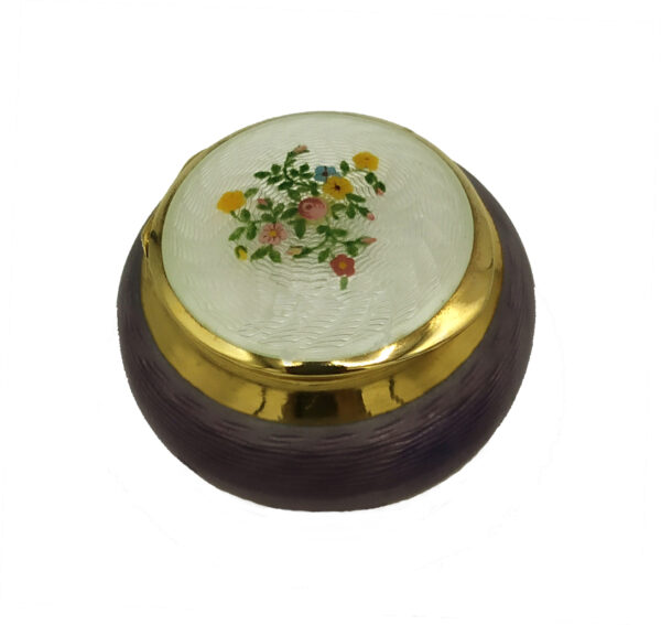 Pill Box Round guillochè and hand-painted miniature Salimbeni.