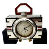 Small travel or table clock in 925/1000 sterling silver with Art Deco design