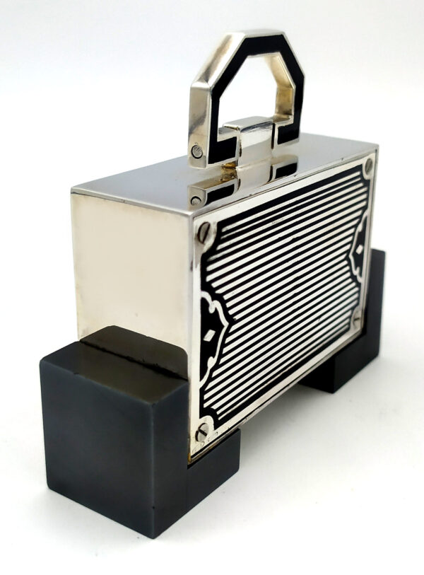 Table Clock 925 Sterling Silver Handmade by Salimbeni Art Deco design - Image 3