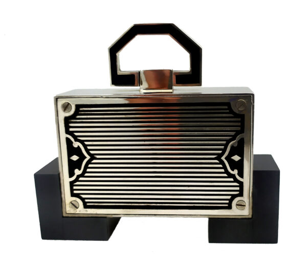 Table Clock 925 Sterling Silver Handmade by Salimbeni Art Deco design - Image 4
