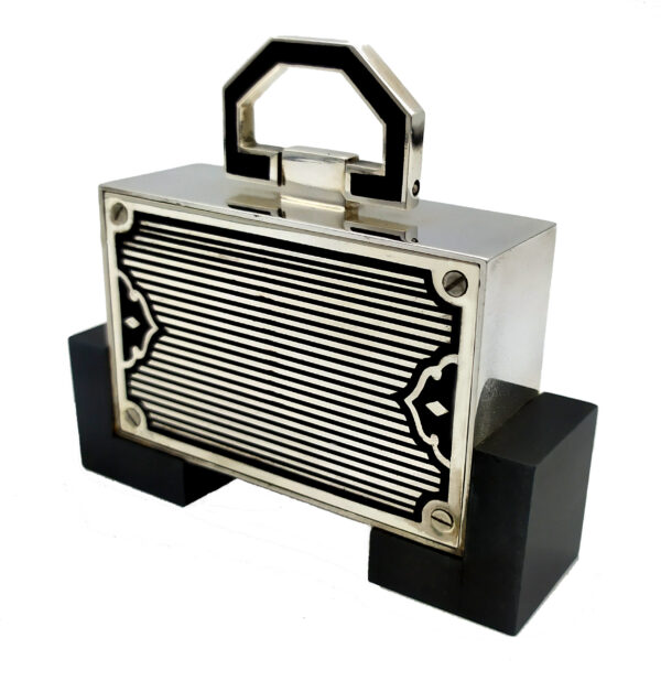 Table Clock 925 Sterling Silver Handmade by Salimbeni Art Deco design - Image 5