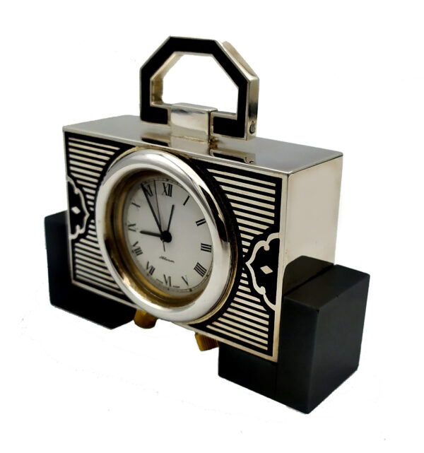 Table Clock 925 Sterling Silver Handmade by Salimbeni Art Deco design - Image 7