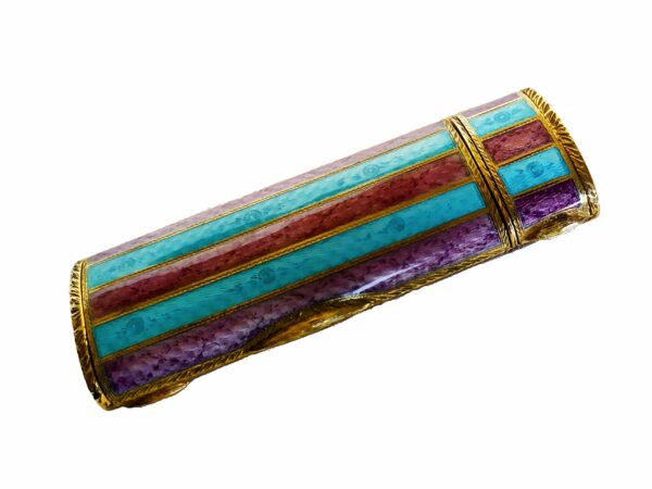 Sterling Silver Cigarette Case with Pill Box, Two-Tone Strips Fire Salimbeni - Image 2