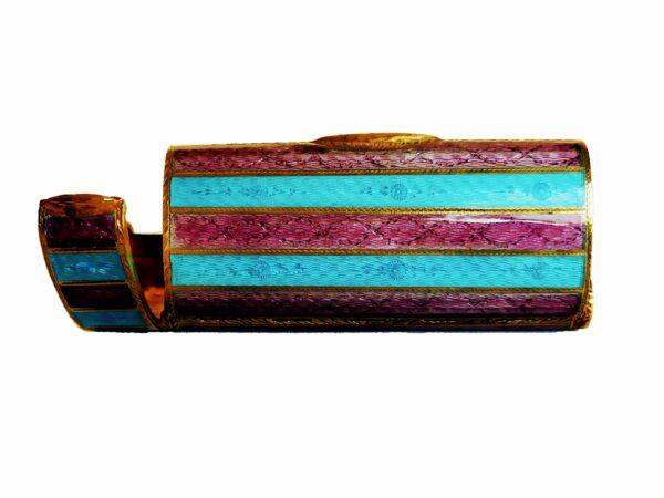 Sterling Silver Cigarette Case with Pill Box, Two-Tone Strips Fire Salimbeni - Image 4