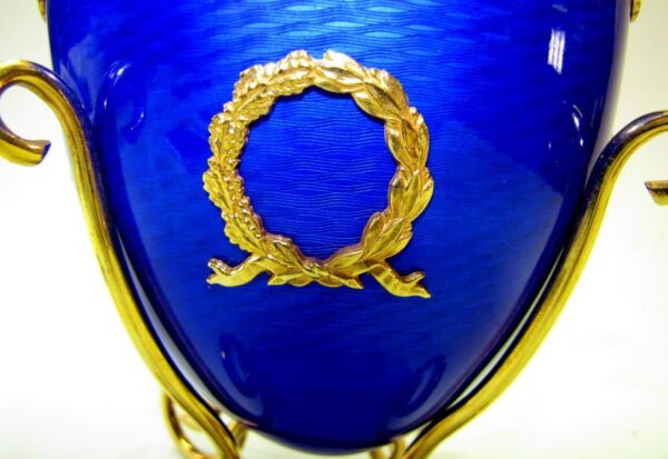 Sterling silver Egg, enamel on guillochè, table clock Salimbeni - 6616-7654 - - Image 6