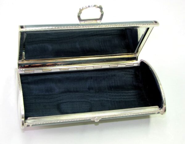 Sterling silver Evening bag fired enamel with stripes on guilloche Salimbeni 1