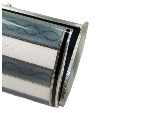 Sterling silver Evening bag fired enamel with stripes on guilloche Salimbeni 2 scaled