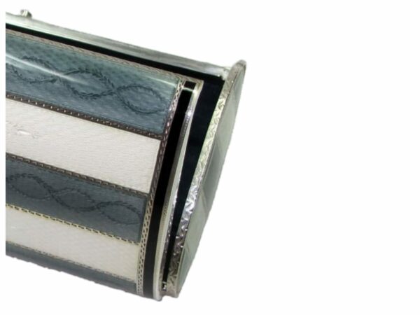 Evening Bag Sterling Silver, Fired Enamel with Stripes on Guilloche Salimbeni - Image 7