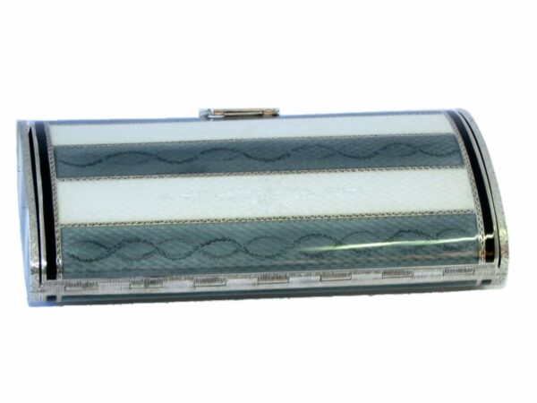 Evening Bag Sterling Silver, Fired Enamel with Stripes on Guilloche Salimbeni - Image 6