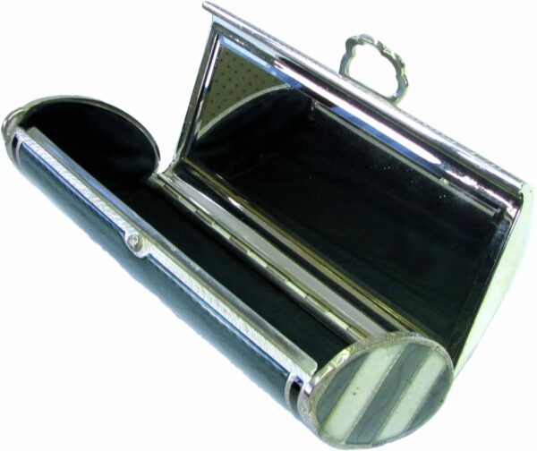 Evening Bag Sterling Silver, Fired Enamel with Stripes on Guilloche Salimbeni - Image 5