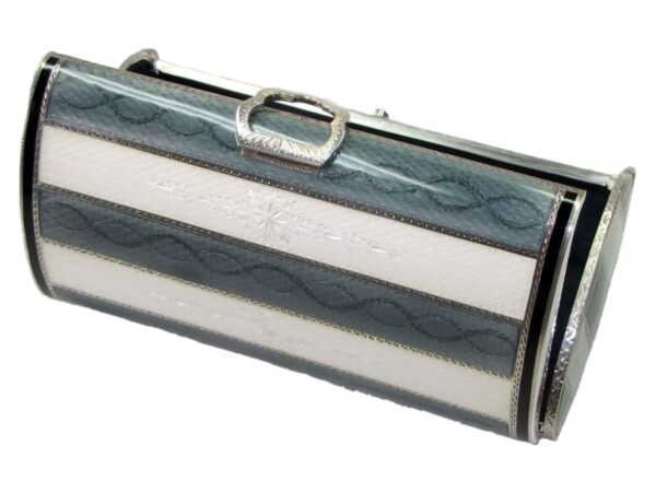 Sterling silver Evening bag fired enamel with stripes on guilloche Salimbeni scaled