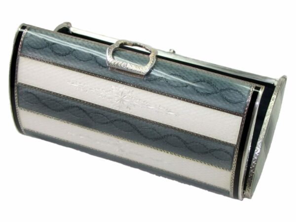 Evening Bag Sterling Silver, Fired Enamel with Stripes on Guilloche Salimbeni - Image 2