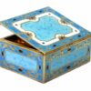 Sterling Silver Shaped Snuff Box in Engraved by Hand with Fire Enamel 3 Colors - Image 2