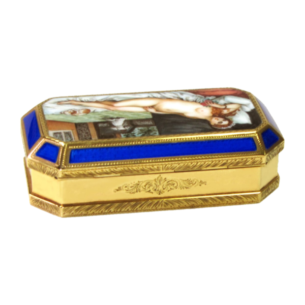 Sterling silver fire Enameled rectangular Jewel box with Miniature Salimbeni main
