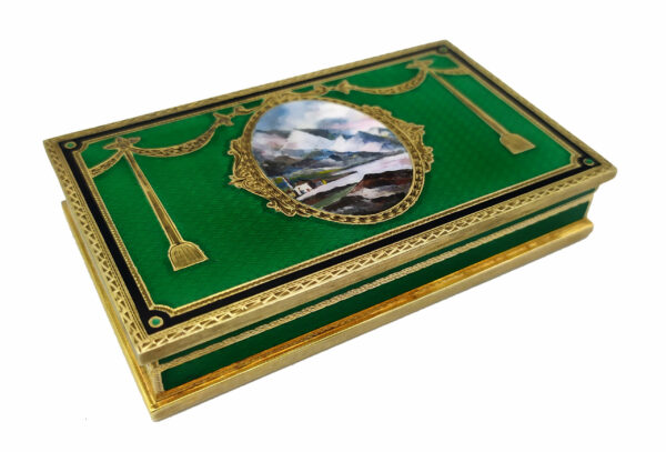 Table Cigarette Case Green Fired Enamel Sterling Silver Miniature Salimbeni - Image 4
