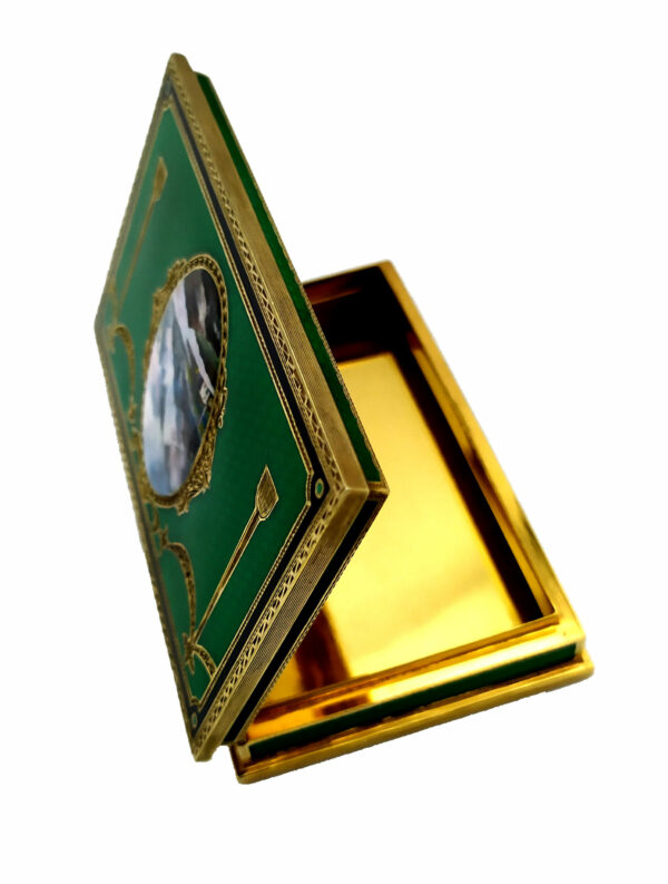 Table Cigarette Case Green Fired Enamel Sterling Silver Miniature Salimbeni - Image 7