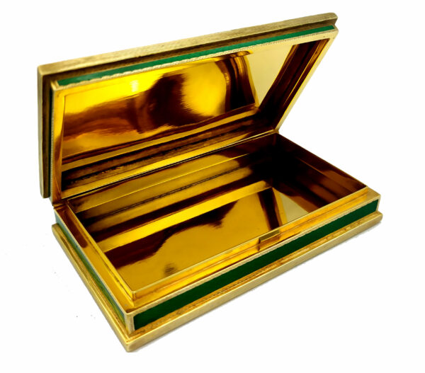 Table Cigarette Case Green Fired Enamel Sterling Silver Miniature Salimbeni - Image 9