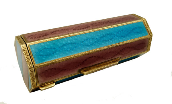 Table cigarette case George V with two tone striped fired Enamel Salimbeni 3 scaled