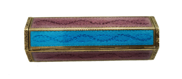 Table cigarette case George V with two tone striped fired Enamel Salimbeni 4 scaled