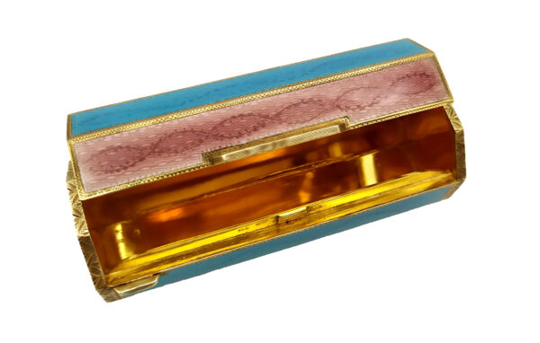 Table cigarette case George V with two tone striped fired Enamel Salimbeni 5 scaled