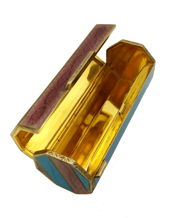 Table Cigarette Case George v with Two-Tone Striped Fired Enamel Salimbeni - Image 5