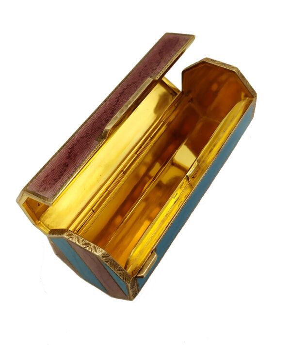 Table Cigarette Case George v with Two-Tone Striped Fired Enamel Salimbeni - Image 6