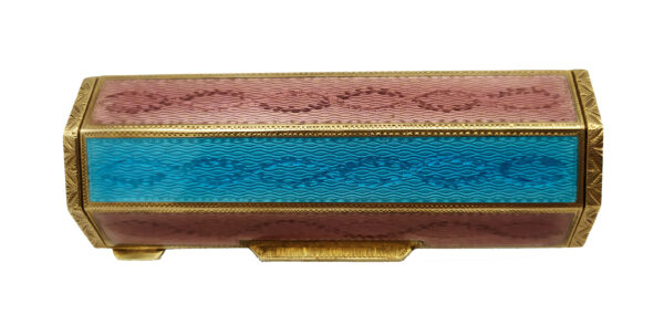 Table cigarette case George V with two tone striped fired Enamel Salimbeni 8 scaled