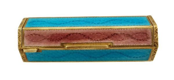 Table cigarette case George V with two tone striped fired Enamel Salimbeni Main Image scaled