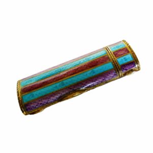 Sterling Silver Cigarette Case with Pill Box, Two-Tone Strips Fire Salimbeni