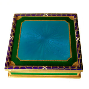 Salimbeni Square Box Green and Sky Colours, Louis XVI Empire Style