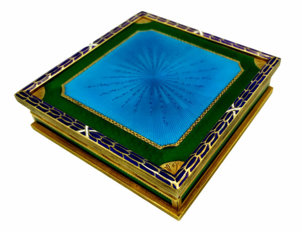 Salimbeni Square Box Green and Sky Colours, Louis XVI Empire Style - Image 3