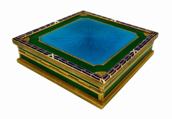 Salimbeni Square Box Green and Sky Colours, Louis XVI Empire Style - Image 4