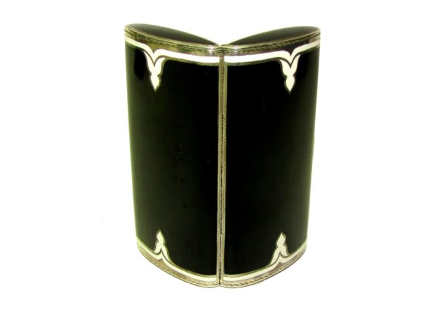 Ladies' Cigarette Case sterling silver enamel black and white Art deco Style Salimbeni back side open