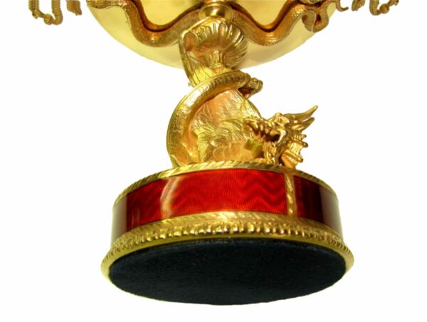Centerpiece Sterling Silver, Fire Enameled on Guilloche Snake Handle Salimbeni - Image 6