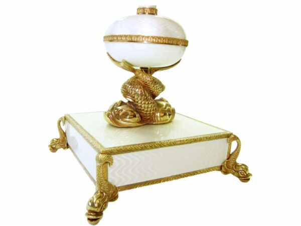 Centerpiece Sterling silver white fire Enameled hand painted guilloche Salimbeni Main image 4 scaled