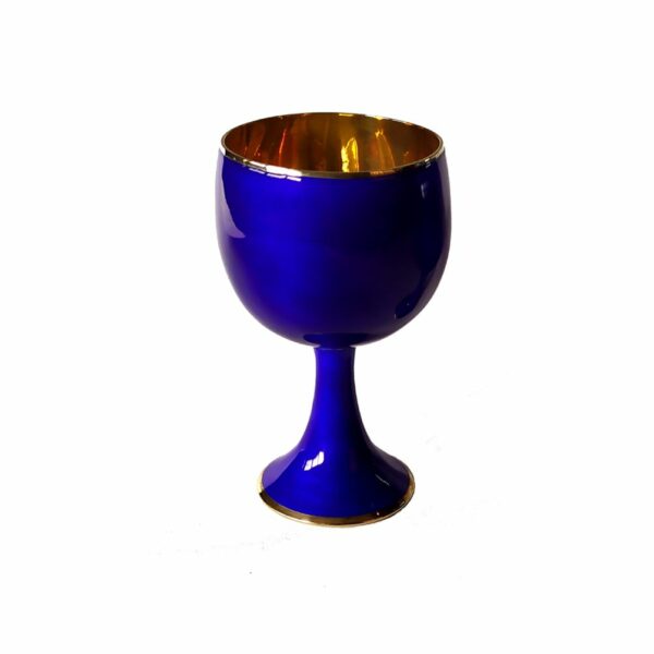 Salimbeni Wine Goblet Enameled Sterling Silver on Guilloche’ Modern Contemporary