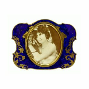 Guilloche Frame Hand-Engraved and Fire Enamel as Lapis Lazuli Salimbeni