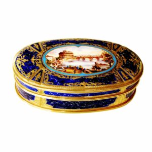 Sterling Silver Big Oval Jewel Box Baroque Style, with Miniature Salimbeni