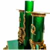 Salimbeni Candlestick Sterling Silver Green Fire Enameled Guilloché Engraved - Image 3